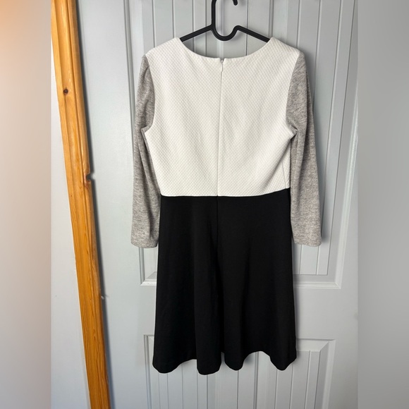 Anne Taylor Loft Black and White Dress with Gray Sleeves - Picture 2 of 8